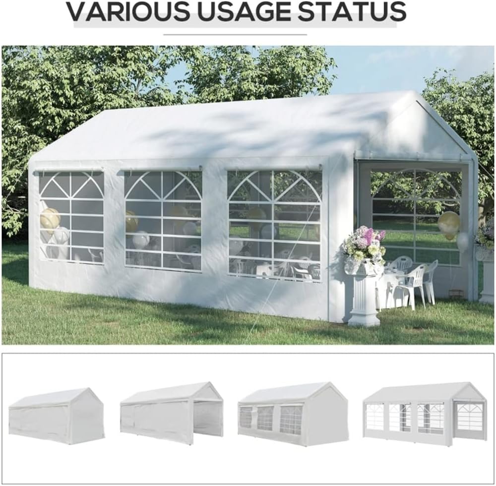 10' X 20' Party Tent, Gazebo Canopy with 4 Removable Side Walls and 6 Windows