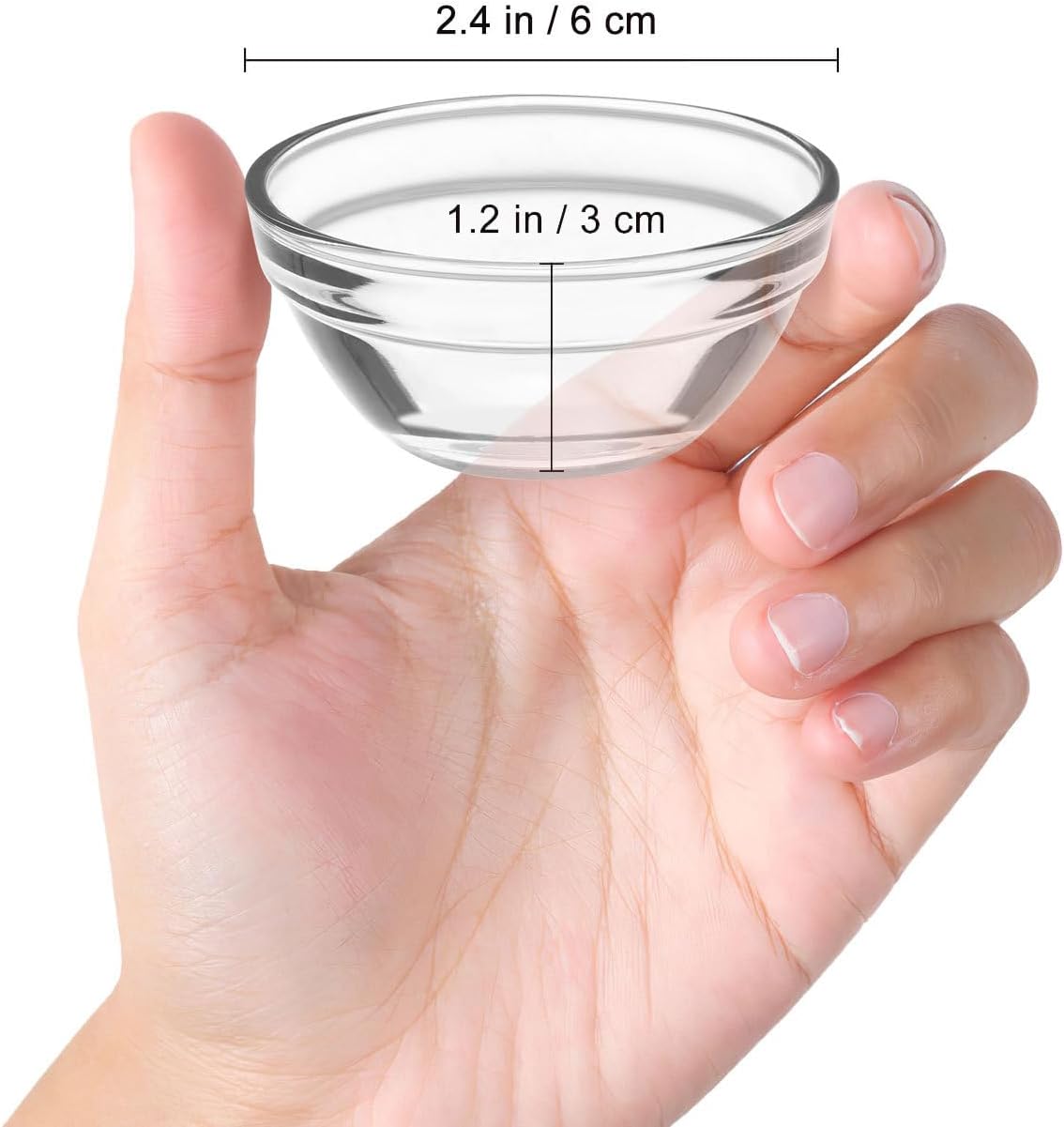 Small Prep Mixing Bowls: 2.3x1.1Inch Mini Prep Bowls Stackable Glass Serving Bowls for Kitchen Prep - Dessert - Dips - Salad - Candy Dishes
