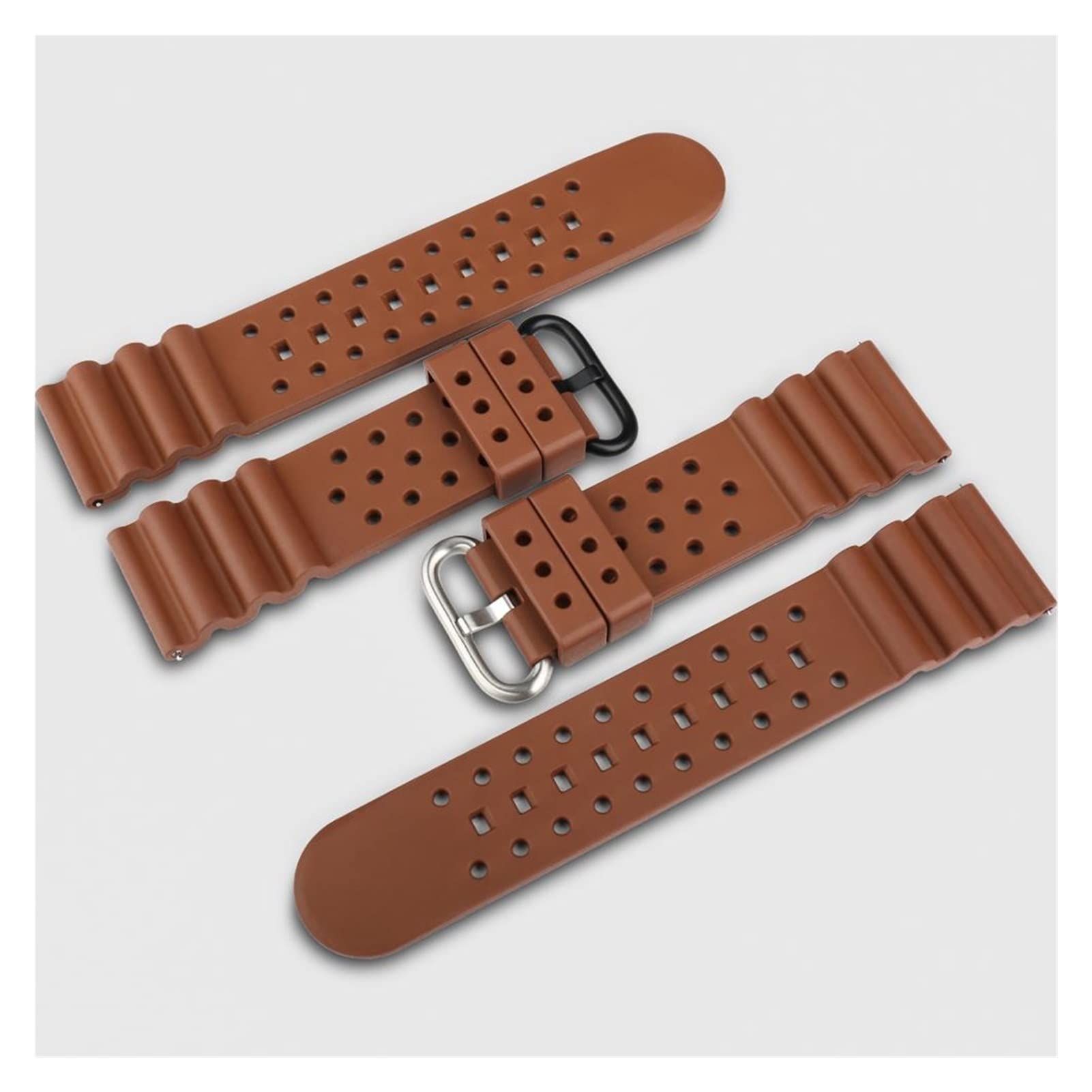 Premium-Uhrenarmband aus Fluorkautschuk, 20, 22, 24 mm, Schwarz, Braun, Schnellverschluss, Sport-Taucherarmband, passend für Gürtel