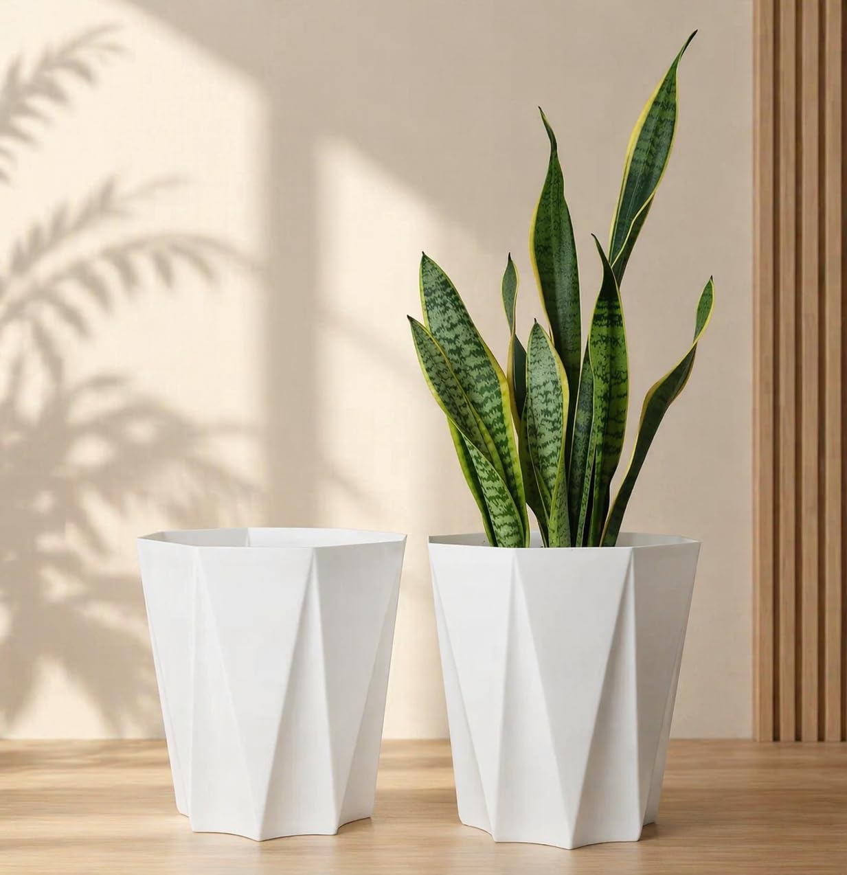 Luxury Decorative Star Shape Flower Pots Indoor & Outdoor Planters White 10 Inch Pack of 2-picture-43