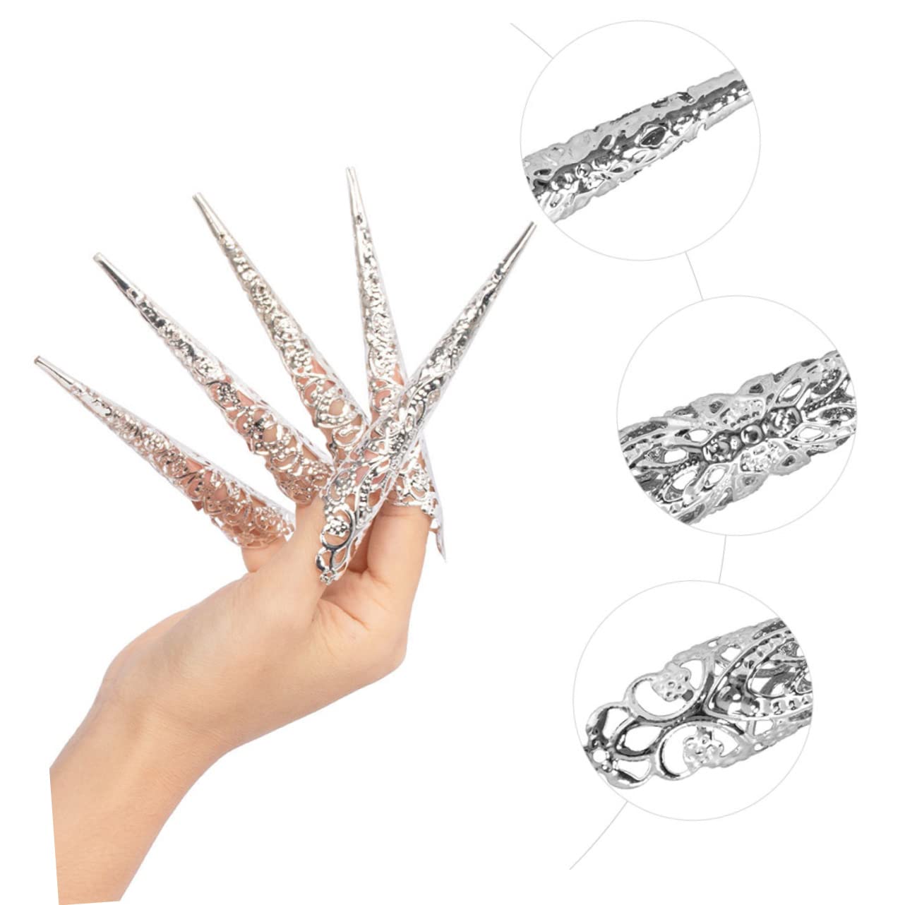 10pcs Fake Nail for Halloween Cosplay Lifelike Finger Nail Props Reusable Material Bright Colors for Horror Theme Parties and Stage Performance
