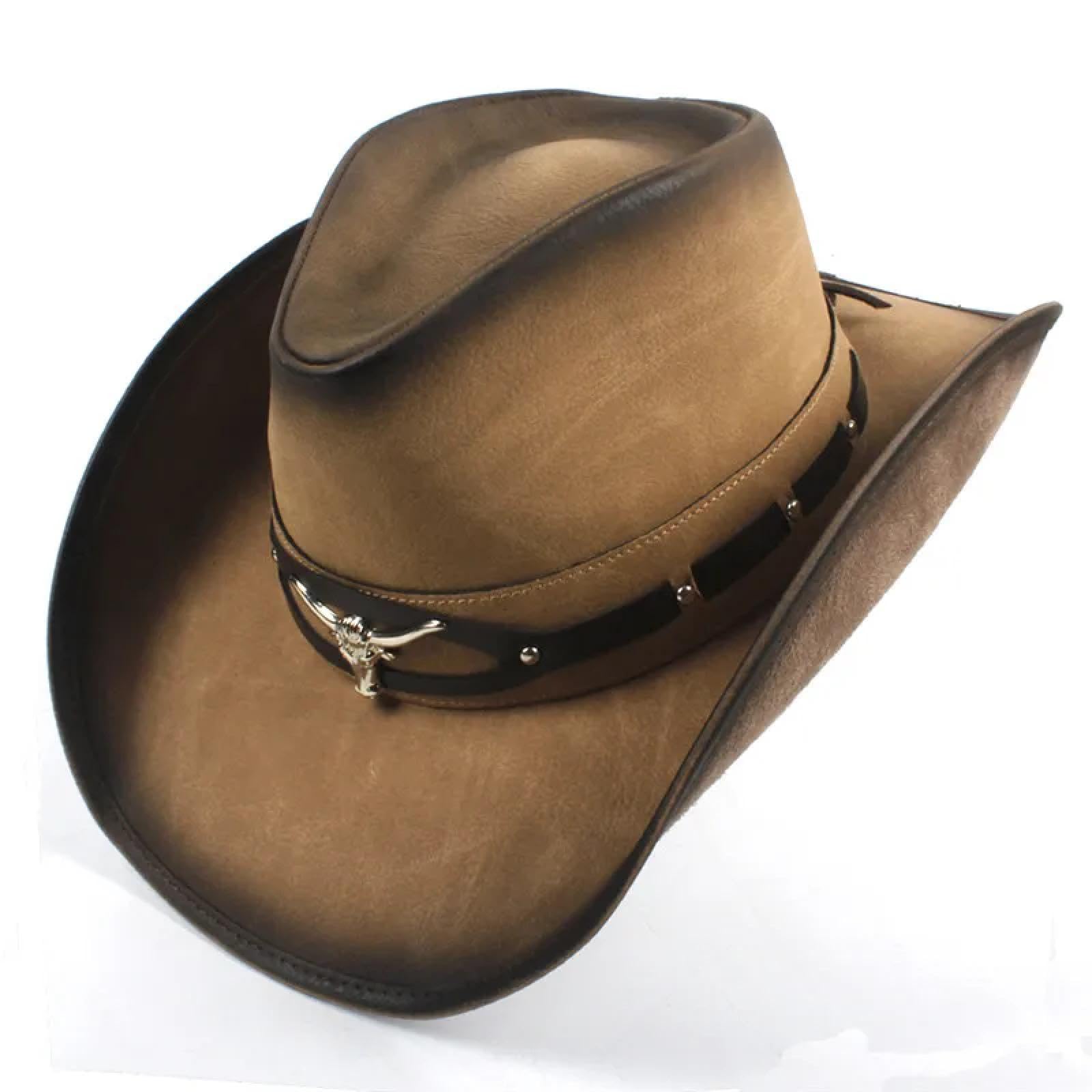 Cappelli Fedora Trilby Cappello Feltro Cappello da Cowboy da Uomo in Pelle per papà Gentiluomo Berretti da Cowboy Cappelli da Padrino di Grandi Dimensioni