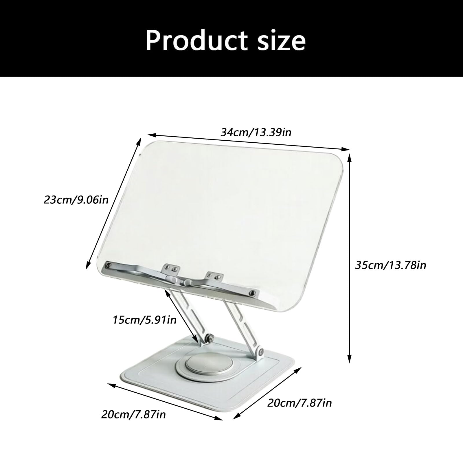 Supporto per libri con rotazione a 360 gradi Supporto per libri per lettura Base regolabile in altezza Libri di ricette Regalo Lettura Laptop Fold