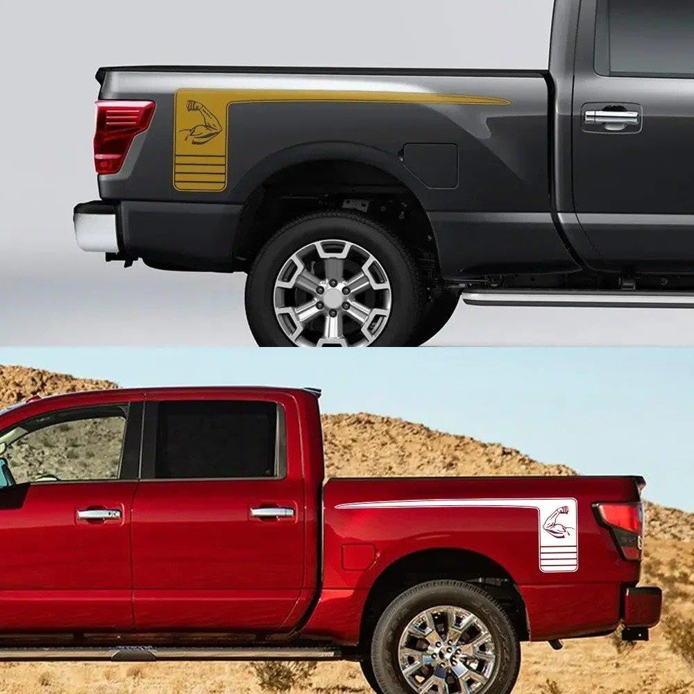 Auto-Außenzubehör, Auto-Aufkleber, Pickup, Heck, Kofferraum, Bettseite, Aufkleber, LKW-Grafik, Vinyl-Dekor Fahrzeugaufkleber(Orange)