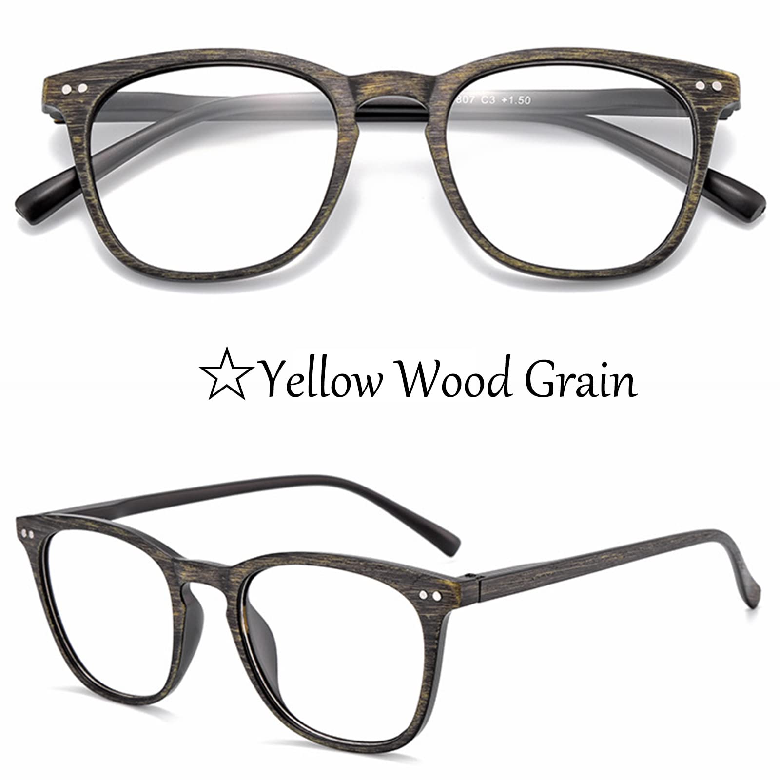 Gafas de Lectura multifoco progresivas Unisex, Gafas de Sol fotocromáticas, Montura de Grano de Madera de imitación Retro, Gafas para Ancianos, 03-+1,00