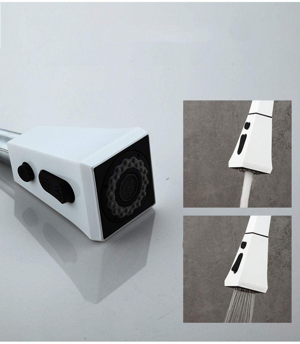 Grifos de fregadero de cocina, grifo de cocina extraíble giratorio de 360 grados, grifo mezclador blanco para cocina, diseño de goma, montaje en cubierta caliente y fría para fregaderos