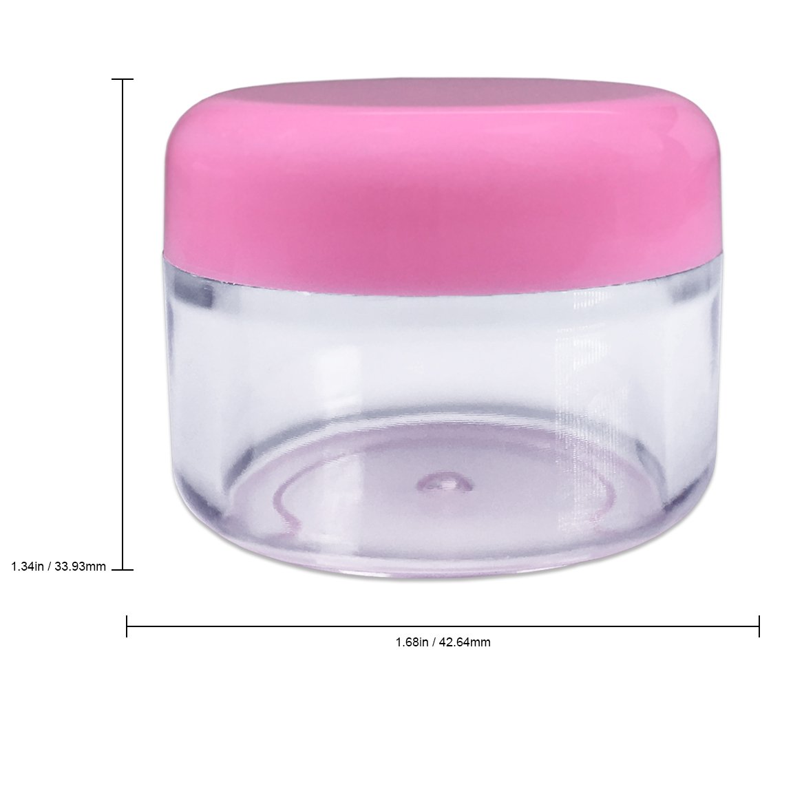 Beauticom 12 sztuk, 30 g, 30 ml, okrągłe, przezroczyste, do wielokrotnego napełniania, puste plastikowe słoiki z różowymi zakrętkami do przechowywania sypkich proszków i pigmentów, próbek do makijażu