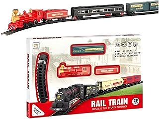 قطار كهربائي للأطفال- من Next Store مع مسار تجميع، لعبة قطار كلاسيكية بأصوات واقعية وأضواء، يعمل بالبطاريات، مجموعة لعب تعليمية وممتعة، هدية مثالية للصغار