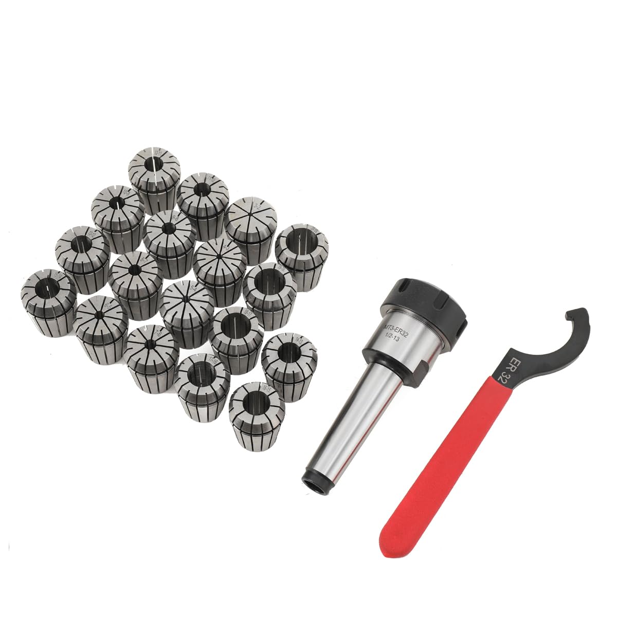 ER32 MT3 Ressort Collet Set, 3-20 mm Précision Mandrin à Pince à Ressort Adaptateur d'Extension pour Machine de Gravure CNC et Outil de Tour de Fraisage