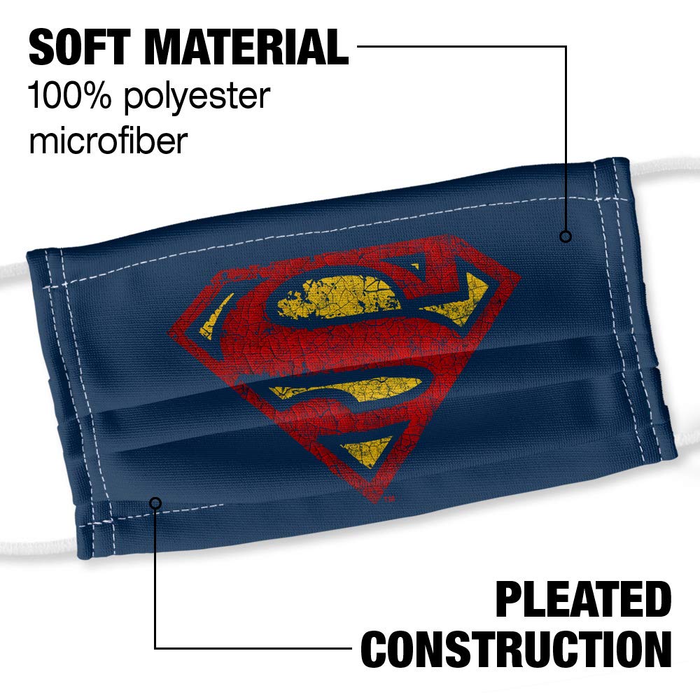 Superman Crackle S Shield 1-Ply Reusable Face Mask Covering with Adjustable Nose Wire, Unisex