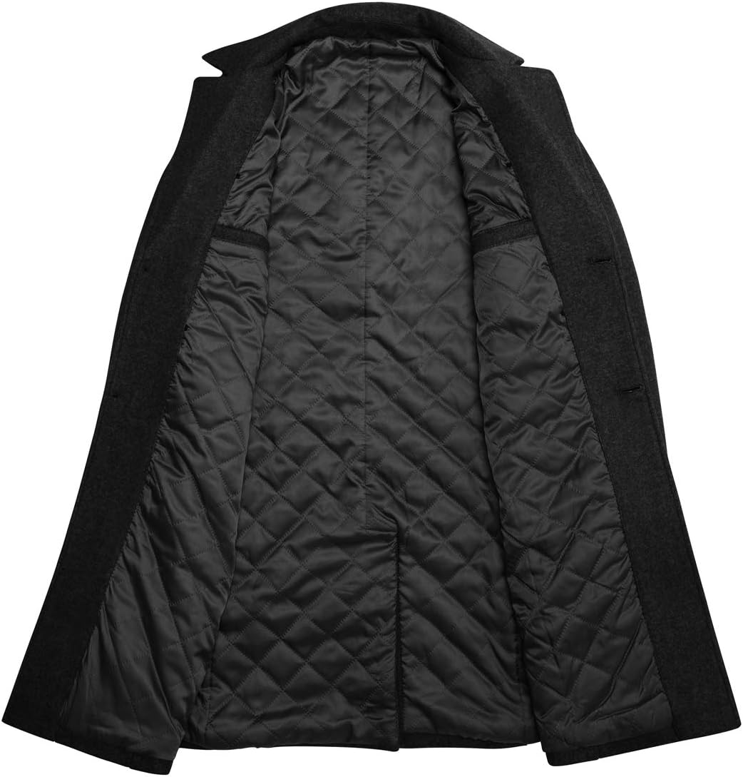 Inside View of a Men's Dark Gray Wool-Blend Coat