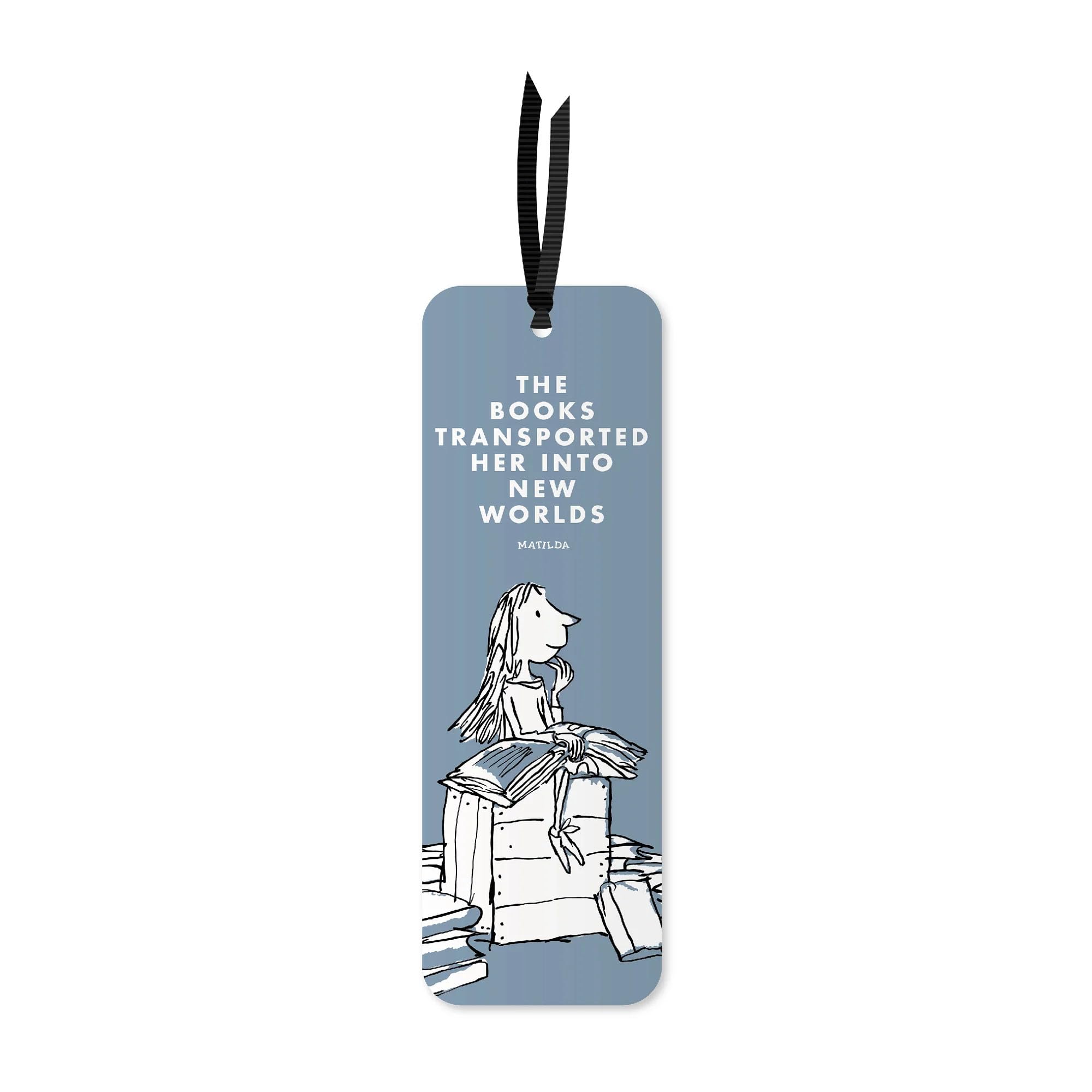 Half Moon Bay Books Transported New Worlds - Matilda - Grey Blue 8.4 x 3.1 Inch FSC Paper Bookmark Place Holder