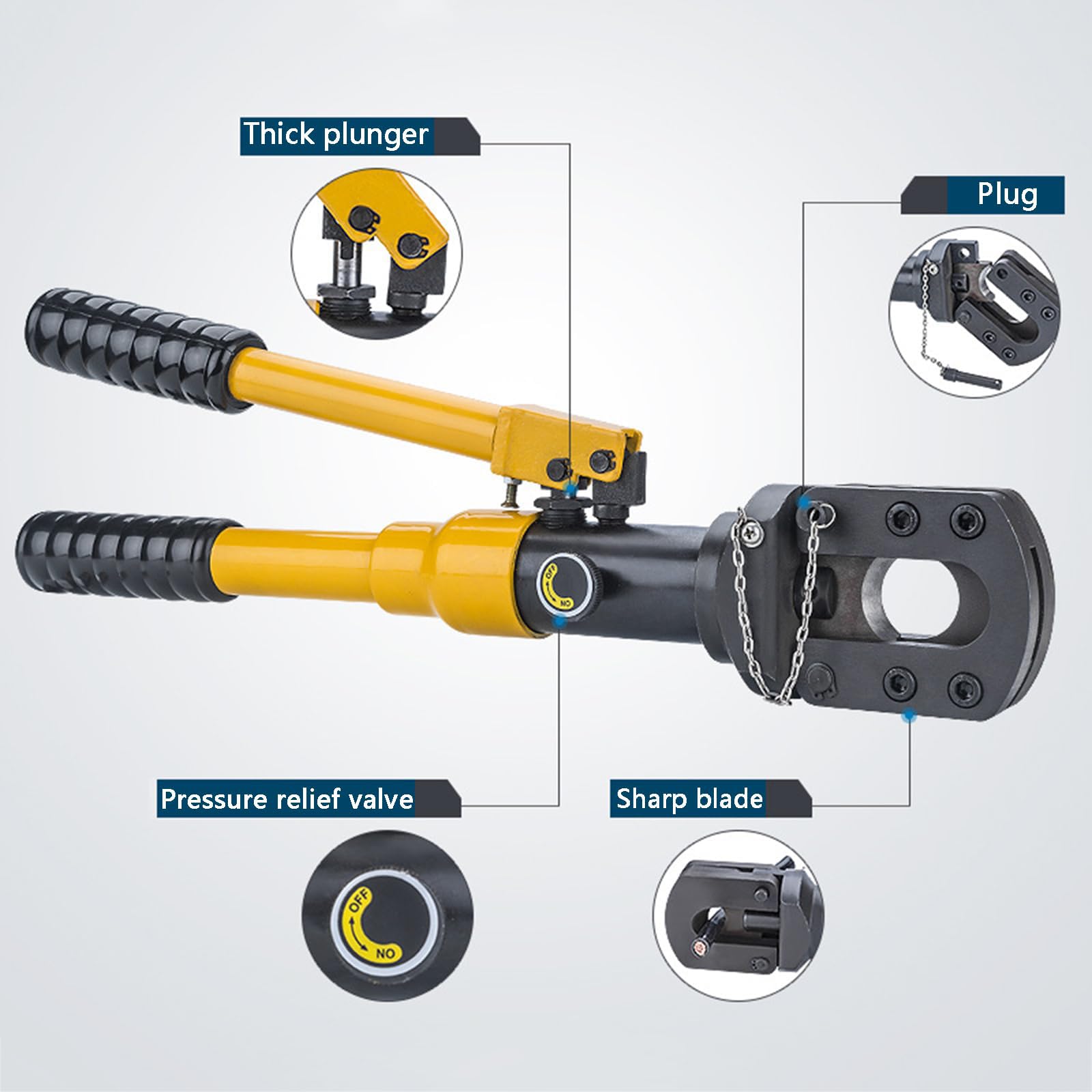Hydrauliczny przecinak do kabli, zestaw narzędzi hydraulicznych do zaciskania 10 ton, średnica 30 mm, do żelbetu/liny drucianej/stalowych łańcuchów