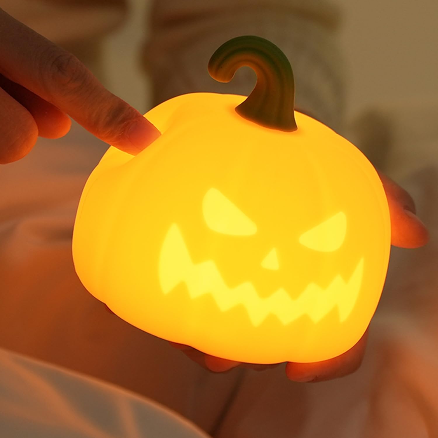 Led Cute Pumpkin Night Light 7 Colors Dimmable Bedside Lamp Touch Control Night Lamp with Timer for Kids