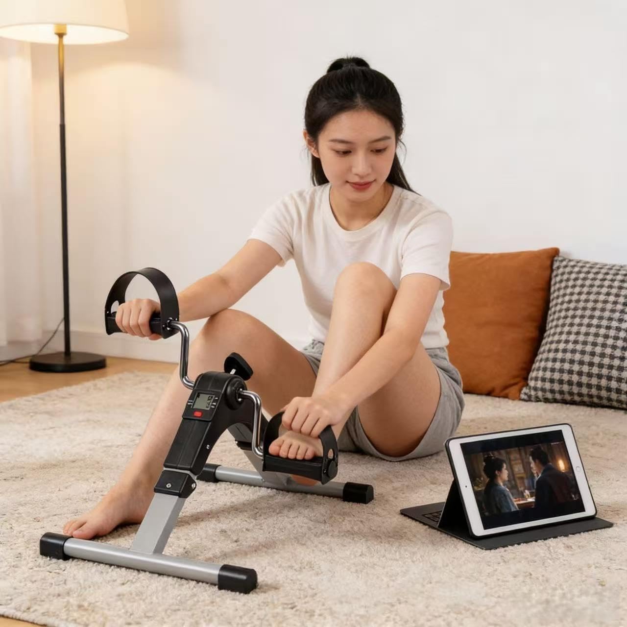 chithra enterprises mini cycle pedal exerciser adjustable resistance and digital display heavy material compact & portable - suitable for light exercise of legs, arms, and physiotherapy at home