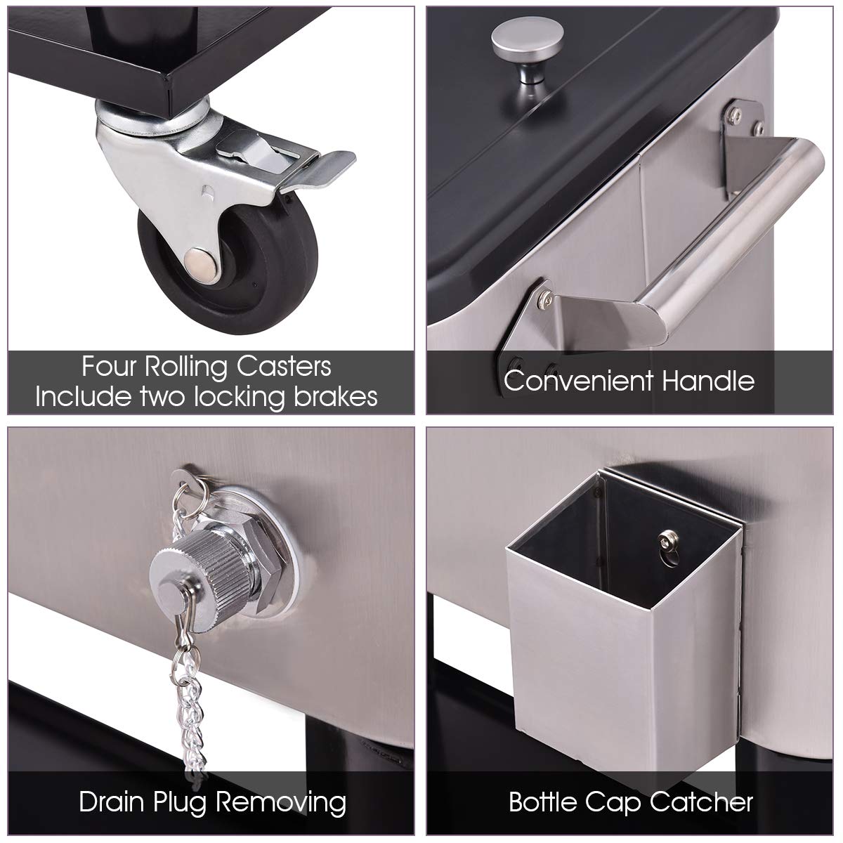 Giantex 80 Quart Patio Cooler Rolling Cooler Ice Chest with Shelf