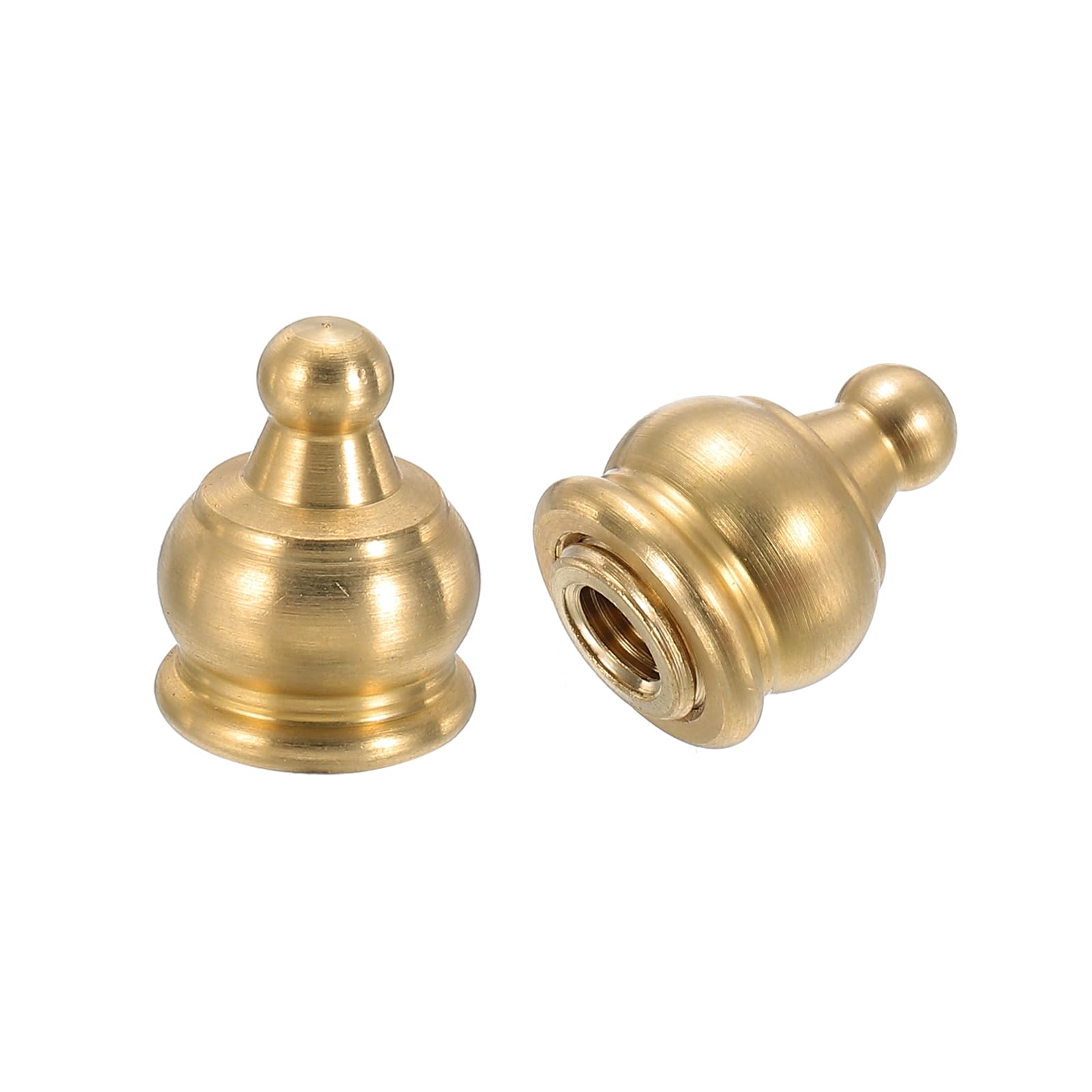 PATIKIL 14.5 x 19mm Pomelli Cappucci per Lampade, 2 Set Dadi a Testa Bombata Ottone Massiccio per Paralume, con Adattatore Riduzione Ottone per Lampade Tavolo e Terra
