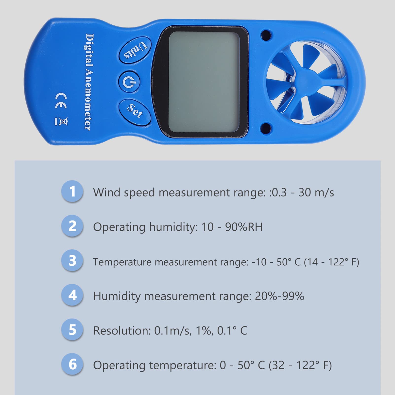 VILLCASE 1pezzi Igrometro Digitale Mini Portatile Misuratore Di Velocità Del Flusso d Aria Igrotermografo Senza Batteria Per Monitoraggio Ambientale e Sistemi Di Condizionamento