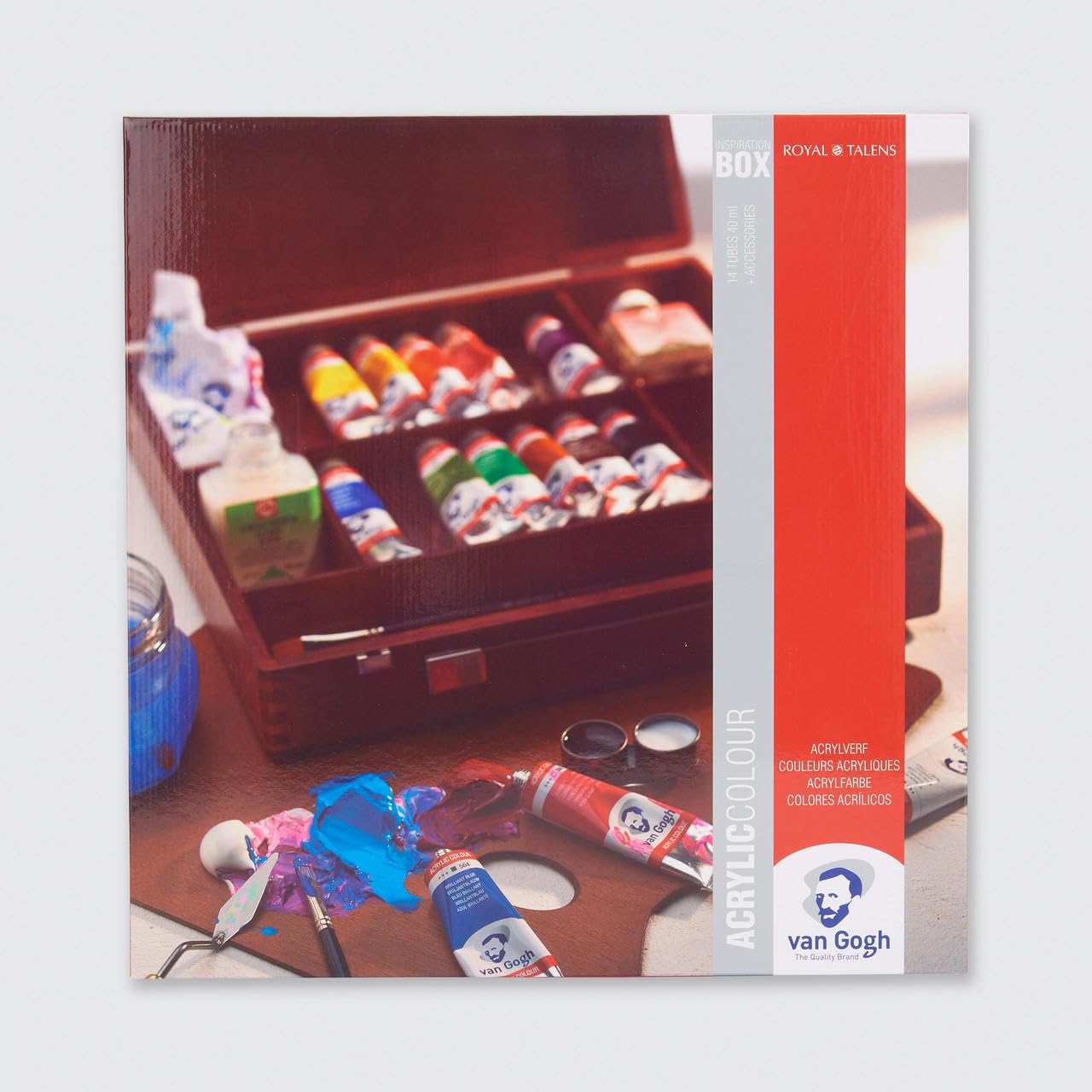 Talentos Colores acrílicos VAN GOGH caja de madera con 14 tubos 40 ml y accesorios