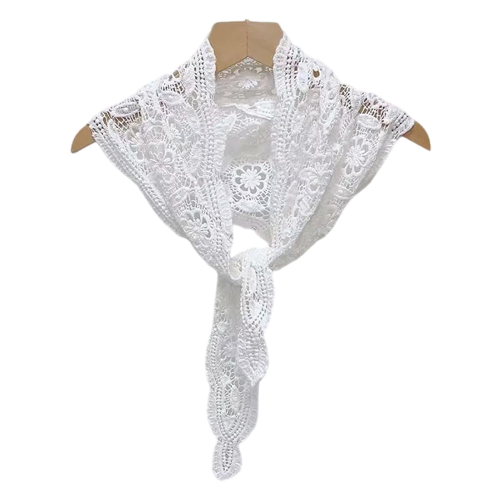 MICFENY Breathable Crochet Scarf Feature Floral Design Kerchief Elegant Shawl for Daily Wear Outfits And Special Occasion