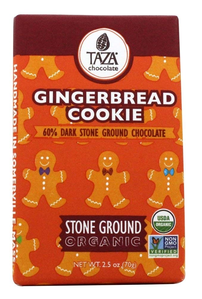 Taza Chocolate Organic Amaze Bar 60% Stone Ground, Gingerbread Cookie, 2.5 Ounce (10 Count), Vegan