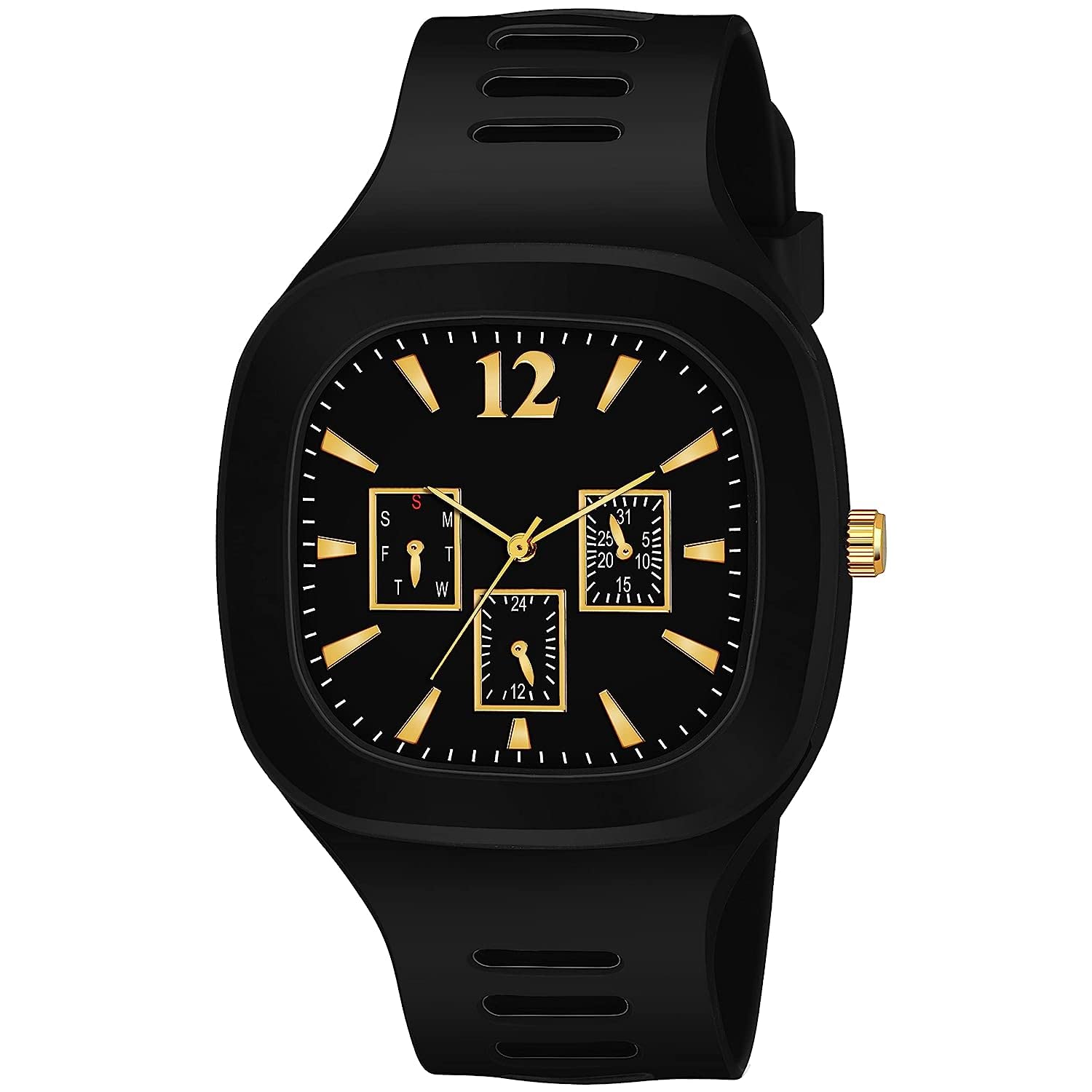 Khakhi Mens Case Material Rubber Band Material Rubber Case Shape Square Stylist Watch (Colour-Black) (B0CKPJZ76Y) Amazon Price History, Amazon Price Tracker