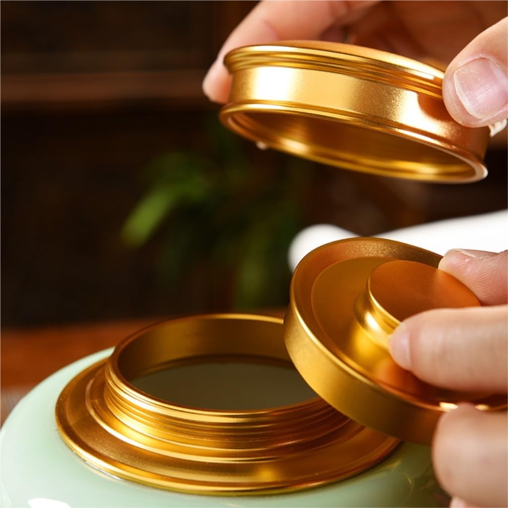 Tea Bag Organizer Tea Storage Container Celadon Bulk Tea Storage Can Portable Retro Cloth Bag Kitchen Sealed Can Chinese Tea Set Double Can Box Set Tea Org