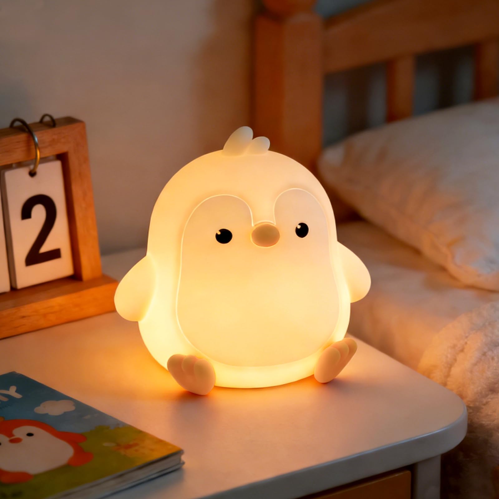 LEDHOLYT Kinder-Nachtlicht, niedliche Silikon-Möwen-Kinderzimmerlampe für Baby und Kleinkind, quetschbares Nachtlicht für Schlafzimmer und Kinderzimmer, Kindergeschenk (Möwe)