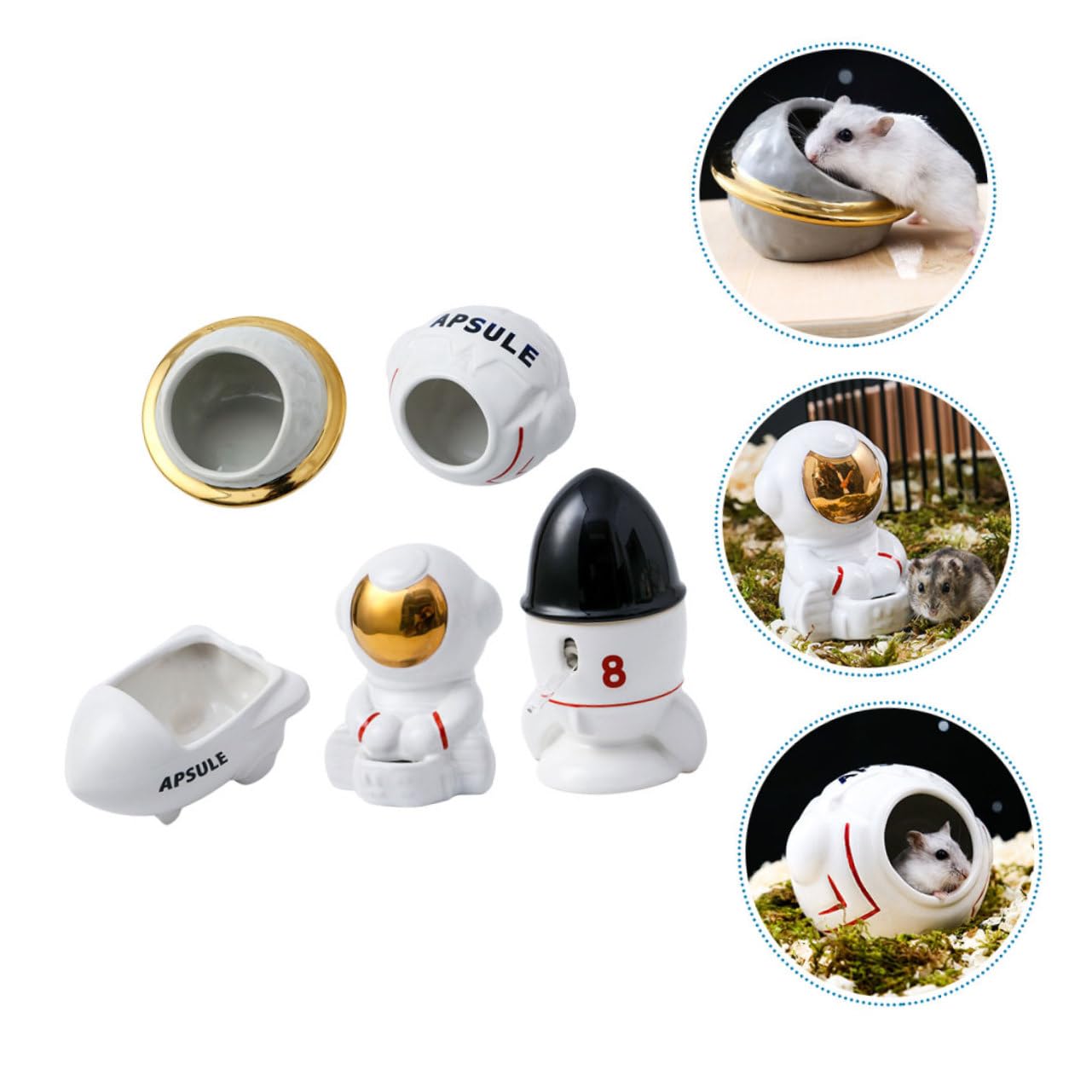Nido para Hámster Serie Astronaut Comedero De Espacial Bañera De Nave Espacial Escondite De para Hámster para Dormitorios De Mascotas