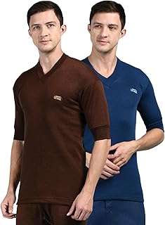 lux cott's wool Lux Cottswool Men's Pack of 2 Half Sleeves V Neck Thermal Top-picture-33