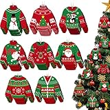 40 Pieces Christmas Ugly Sweater Wooden Hanging Ornaments Xmas Tree Ugly Sweater Hanging Decoration Winter Ugly Sweater Wood Cutouts Decor for Christmas Party Winter Holiday Favors