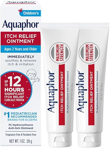 Aquaphor Ungüento para aliviar la picazón de los niños, ungüento antipicazón de hidrocortisona al 1% para irritación de la piel, picaduras de