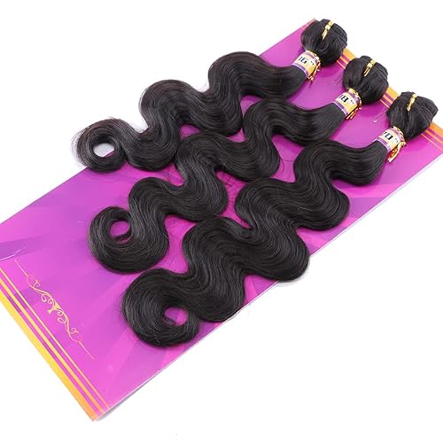 Miniatura 9 de Rojo vino Cuerpo onda pelo sintético armadura 3 paquetes de pelo ofertas 16 18 20 pulgadas ombre color T199J negro a borgoña trama de pelo sintético