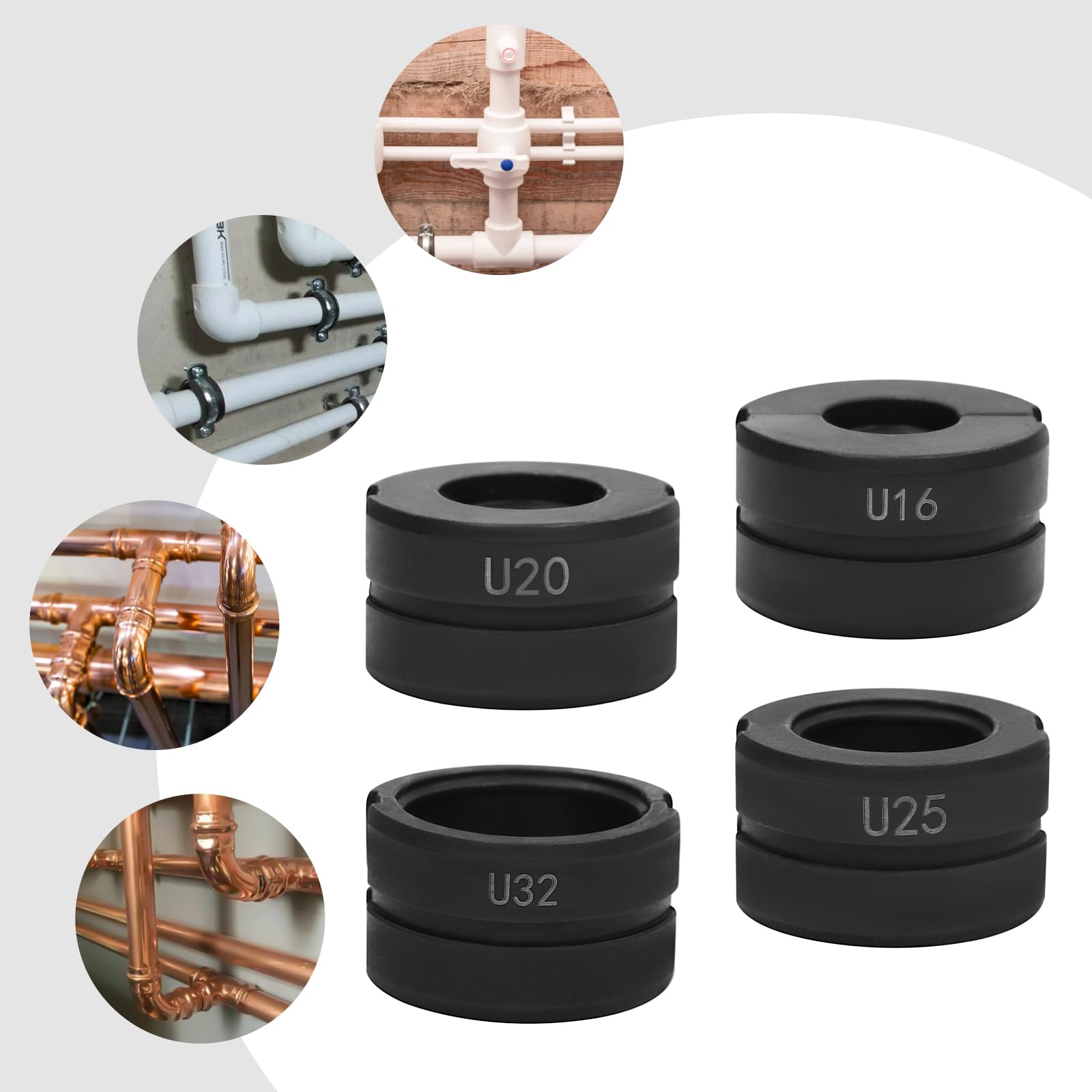 Mordaza de prensado U16, U20, U25, U32 para prensar tubos PEX, aluminio y plástico y PB