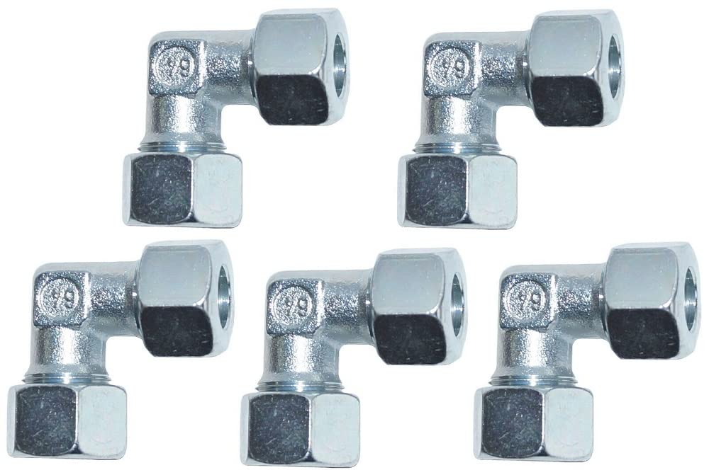 5x Gerader Verschraubung, Winkel-Verschraubung, T-Verschraubung/Schneidringverschraubung, Standard, Stahl verzinkt 6 mm - 28 mm (5, Winkel-Verschraubung, 22 mm)