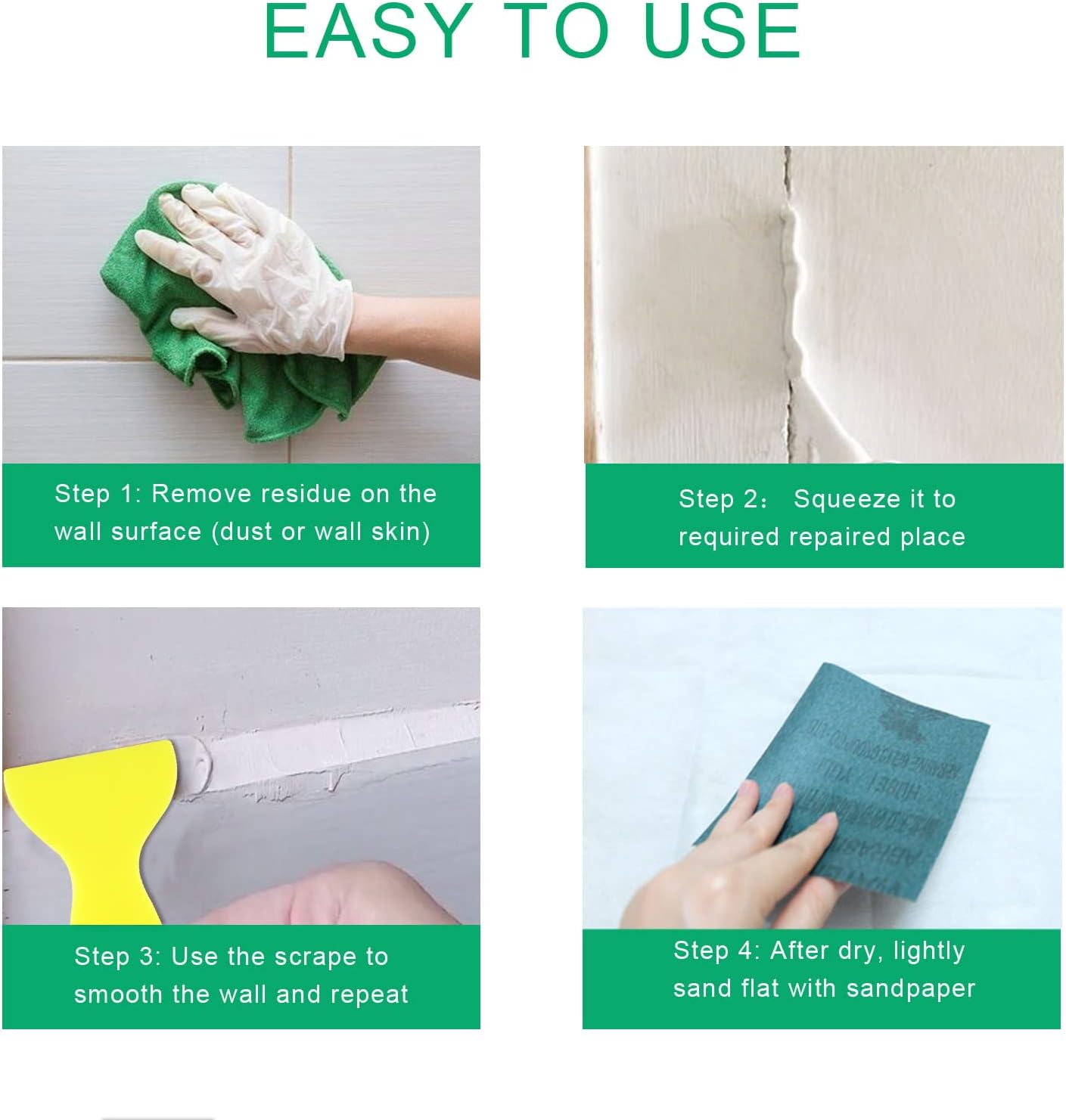 Wall Mending Agent, SKRMISDA Wall Repair Safe Wall Mending Spackle Kit with Free Scrapper Quick and Easy Fix Crack Wall, Spackle Wall Hole Filler & Plaster Self-Adhesive Repair Putty - - 