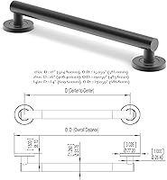 Vista 6 de Barra de agarre compatible con ADA, soporte de peso de 500 libras para seguridad en el baño (16 pulgadas, negro mate)