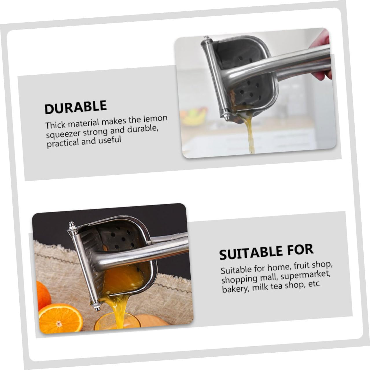 Stainless Steel Manual Juice Maker Portable Citrus Squeezer Easy-squeeze Kitchen Fruit Juicer for Lemon Mango Watermelon and More Handheld Extractor Tool