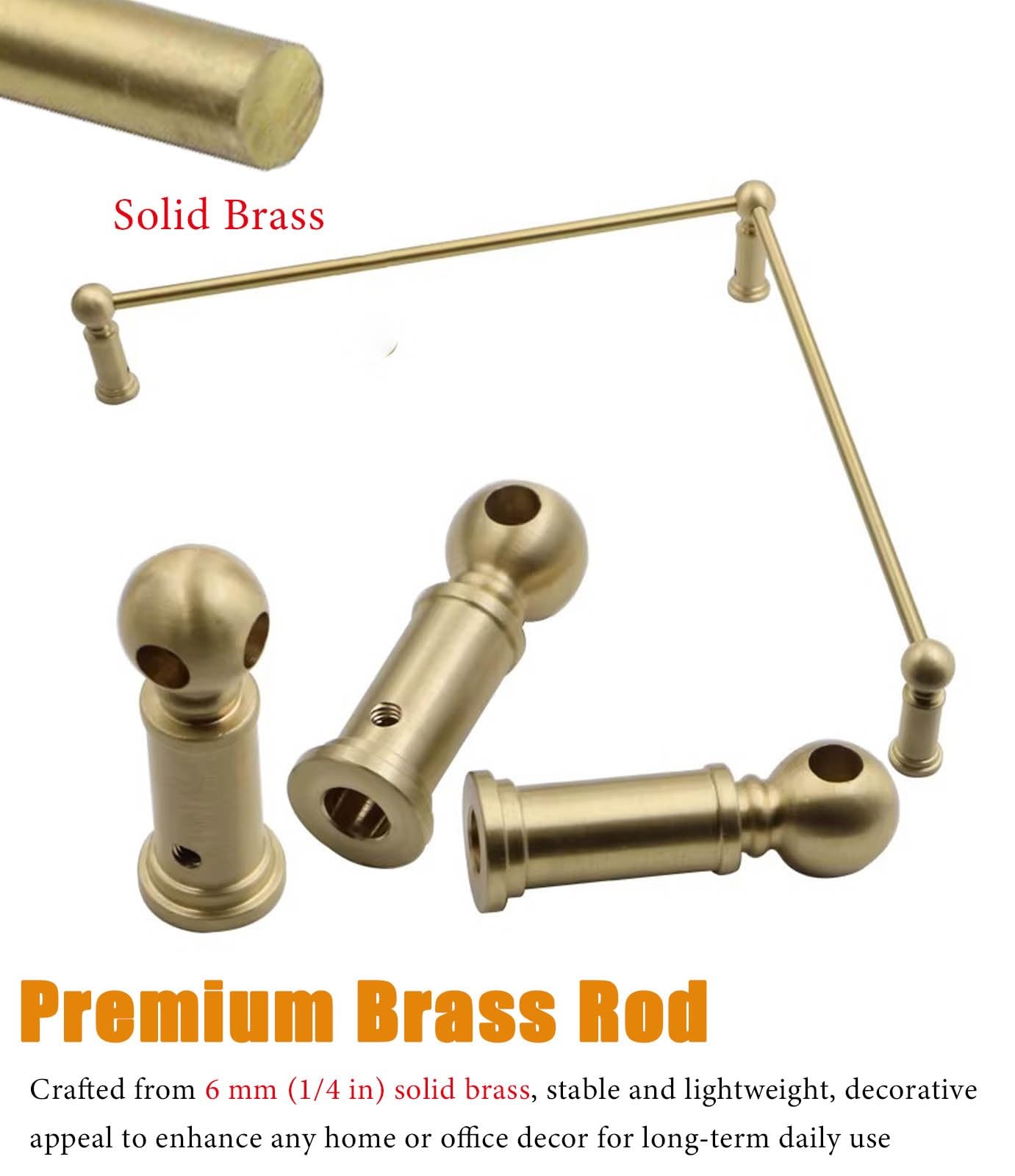 Binario Per Mensole Set di 2 Binari In Ottone Massiccio per Mensole a Parete, Barra di Protezione per Porta Spezie da Appendere Al Mobile, Asta di Supporto Ribaltabile Lunga(45cm(17 3/4"))