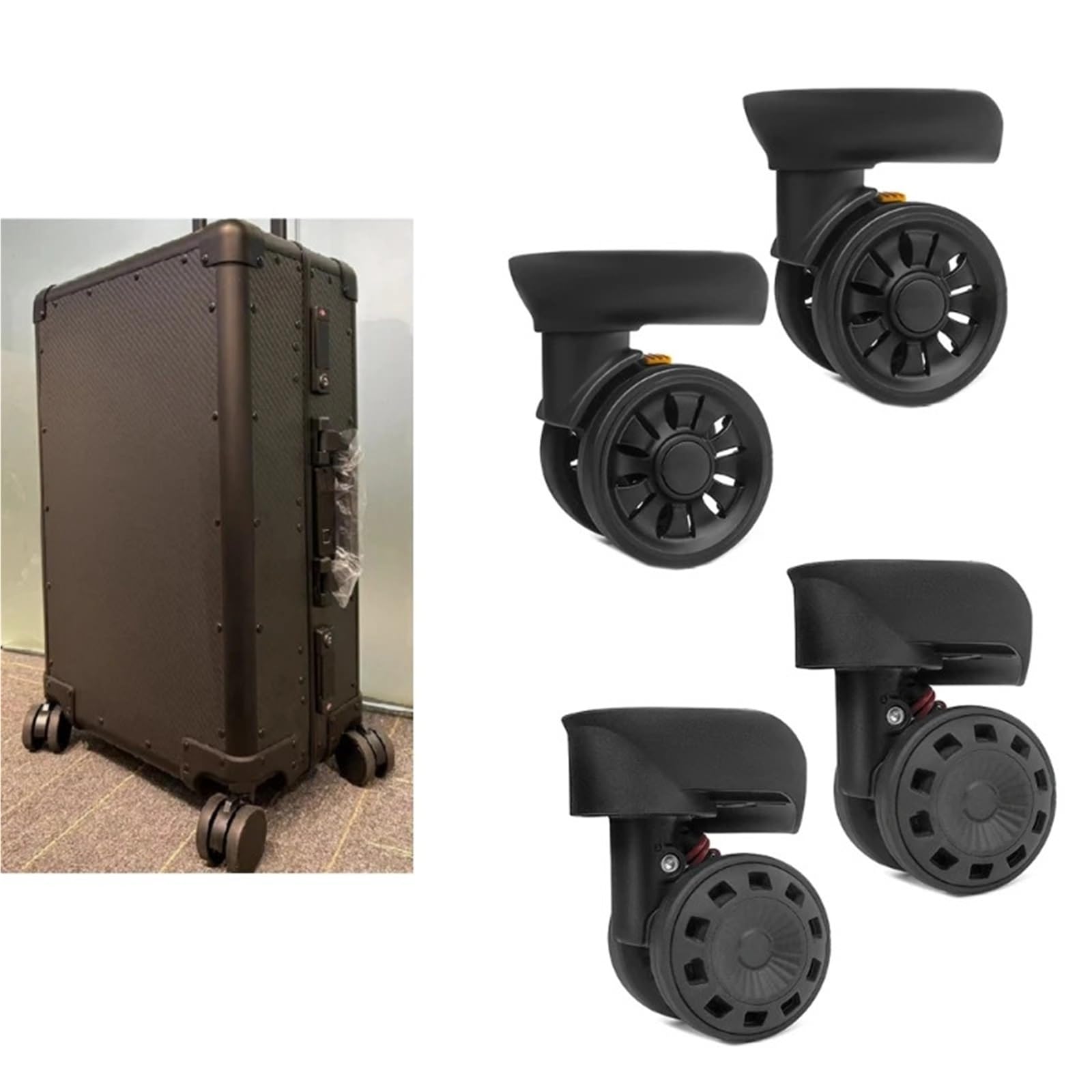 GYEQXKT Heavy Duty Luggage Replacement Wheels - 1 Pair 360° Spinner Trolley Casters for Suitcase -Replacement Parts for Most Rolling Luggage (3TT911571-11)