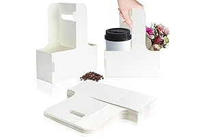 15 Count White Paperboard Cup Carrier, 2 Cup Disposable Drink Carrier
