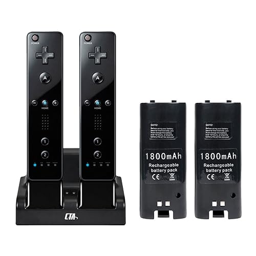 Vista 2 de CTA Digital Wii Remote Dual Charge Station with 2 Rechargeable Batteries (Black)