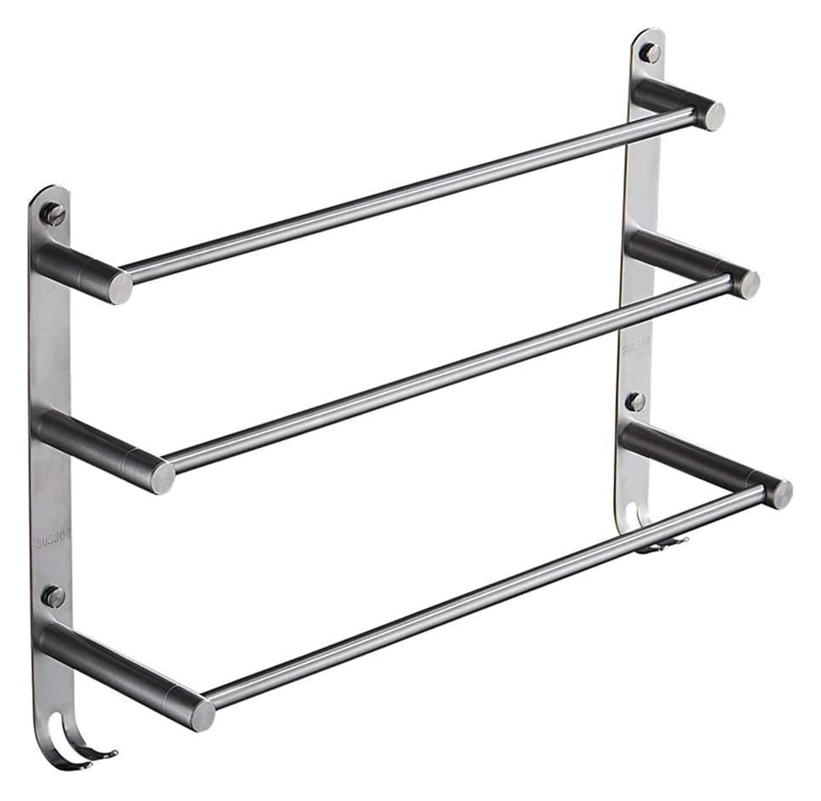 TYUHDUYUR Towel Rack Towel Racks, Chrome Towel Rail 3 Tier Bath Towel Rack with Hooks Sus Wall Mounted Towel Rack for Kitchen