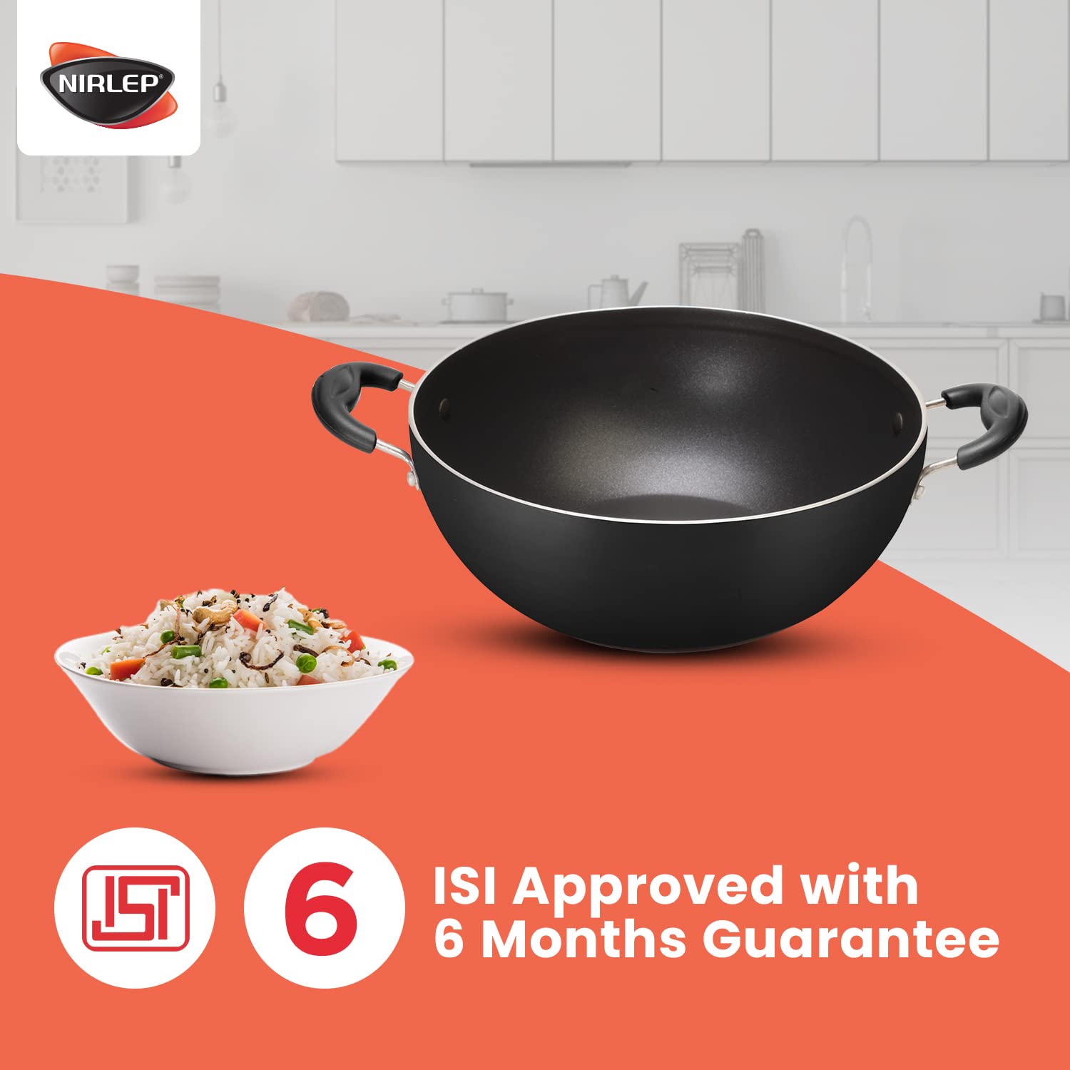 Nirlep 26cm Non Stick Deep Kadai - Induction Compatible -5