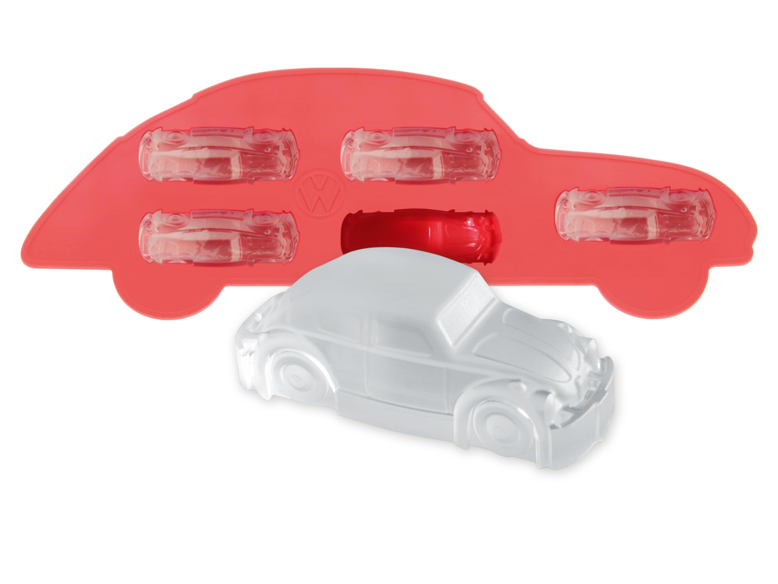 BRISA VW Collection VW Beetle Ice Cube Tray Baking Mould Silicone Ice Cube Maker, Red