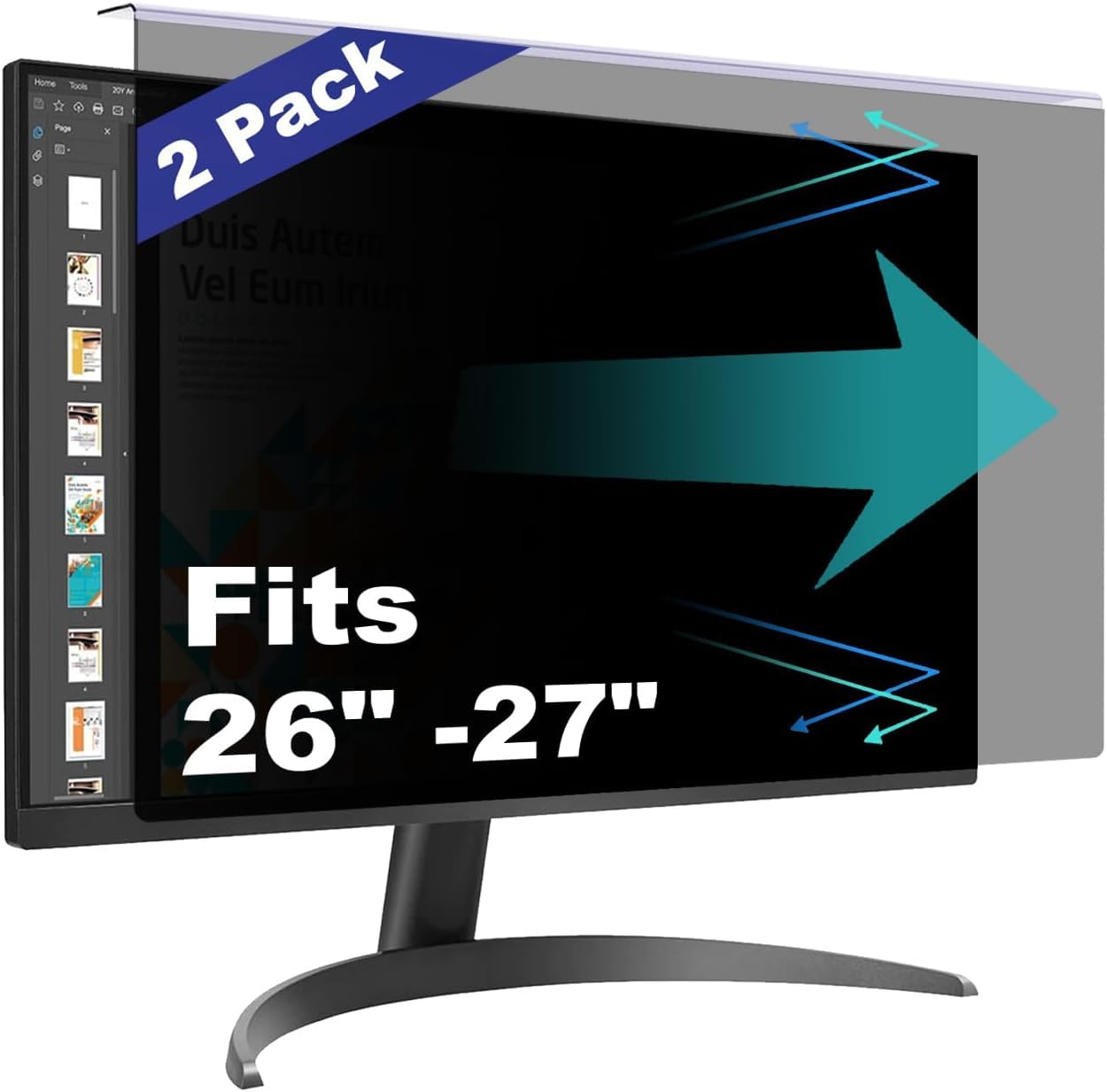 Photo 1 of [2 Pack] Computer Privacy Screen Shield Compatible for 26/27 Inch 16:9 Widescreen Desktop Monitor - 30° Privacy Blackout & Blue Light Filter - Hanging Design for Easy On/Off Removable Setup