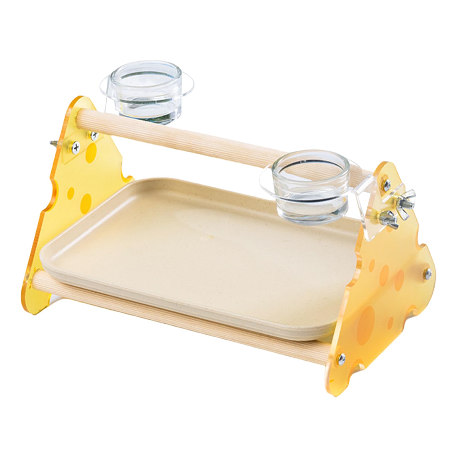 Parrot Training Stand | Bird Activity Center with Removable Tray & Food Bowl, Acrylic & Wood Desktop Toy for Budgies, Parakeets, Conures, Lovebirds, Small Parrots