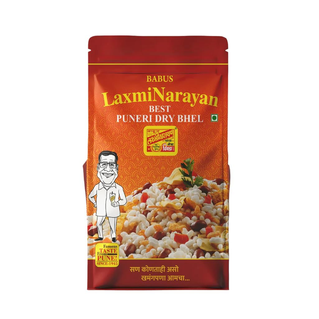 Babus Laxminarayan Puneri Dry Bhel (250g) — Maharashtrian Crunchy Snack Mix with Crisp Puffed Rice, Roasted Peanuts, Sev, Classic Puneri Masala, Tangy & Spicy Ready-to-Eat - Pack of 3-image-12