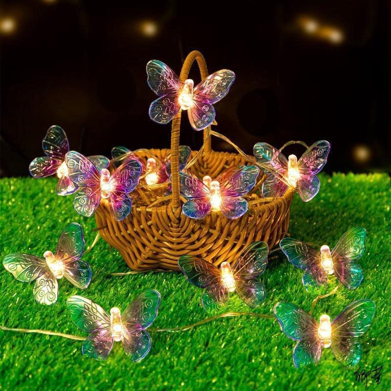 KINGCOO Filo di luci a farfalla, morbide luci decorative a forma di farfalla, funzionamento a batteria, per interni ed esterni, per giardino, casa, feste, compleanni, matrimoni, Natale, illuminazione