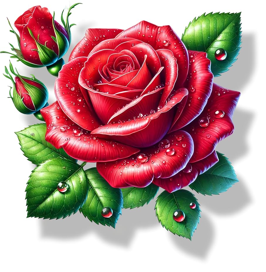 x4 Red Rose Flower Vinyl Stickers Cover Marks Non Transparent Waterproof Floral Art Decals 1@ 20cm Tall Ideal for Toilets or car. 3@ 7cm Tall Ideal for Phone case Cups & Wine Glass (Rose red)